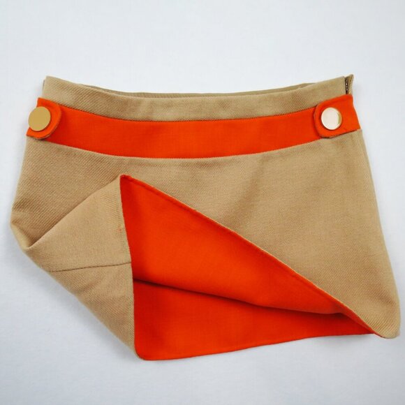 Marc Jacobs Camel and Orange Wool Micro Mini Skirt Appliqué Button Detail 4 - Picture 6 of 14